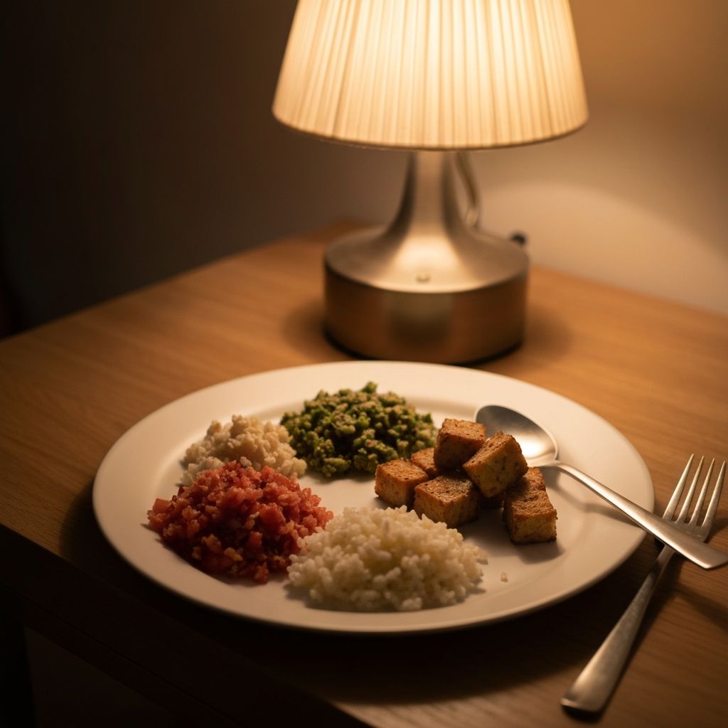 Lagan večer obrok u mekoj toploj vječici, mirno okruženje